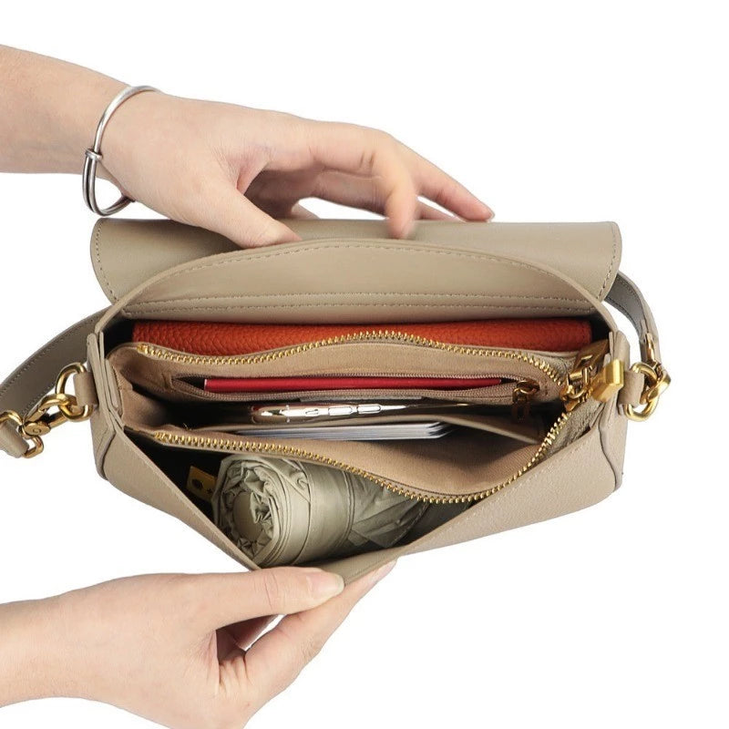 Royal Bagger Shoulder Crossbody Bags for Women Genuine Cow Leather Fashion Simple Commuter Underarm Small Square Bag