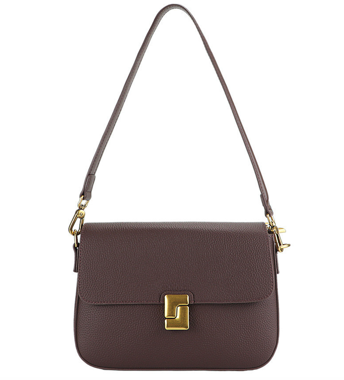 Royal Bagger Shoulder Crossbody Bags for Women Genuine Cow Leather Fashion Simple Commuter Underarm Small Square Bag