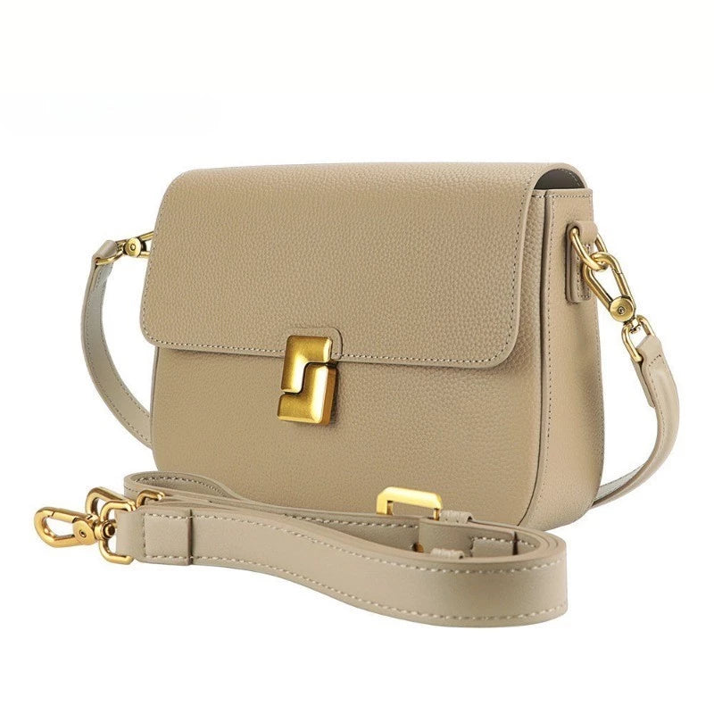 Royal Bagger Shoulder Crossbody Bags for Women Genuine Cow Leather Fashion Simple Commuter Underarm Small Square Bag