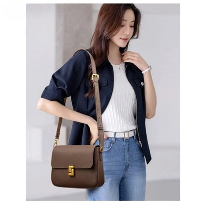Royal Bagger Shoulder Crossbody Bags for Women Genuine Cow Leather Fashion Simple Commuter Underarm Small Square Bag