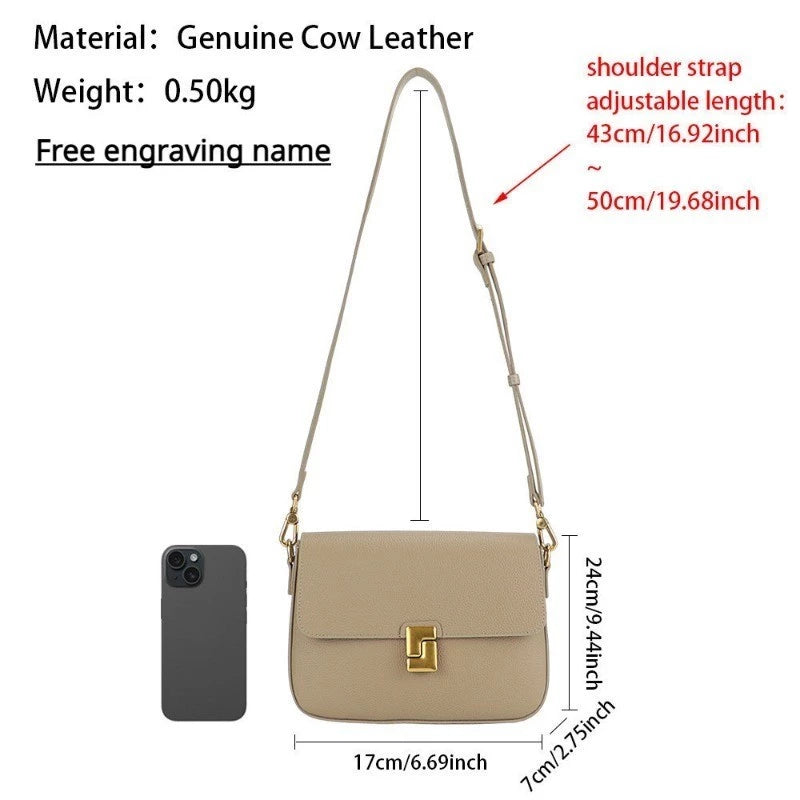 Royal Bagger Shoulder Crossbody Bags for Women Genuine Cow Leather Fashion Simple Commuter Underarm Small Square Bag